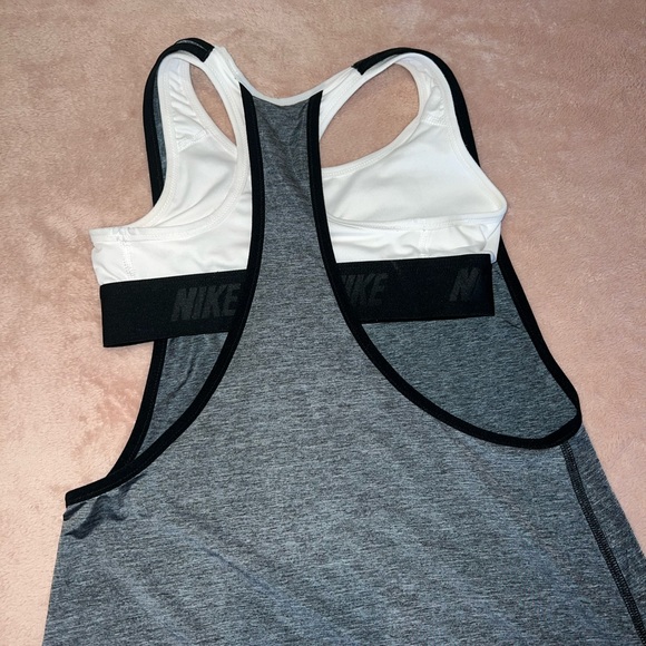 Nike gray and white tank with built in bra - Picture 4 of 5